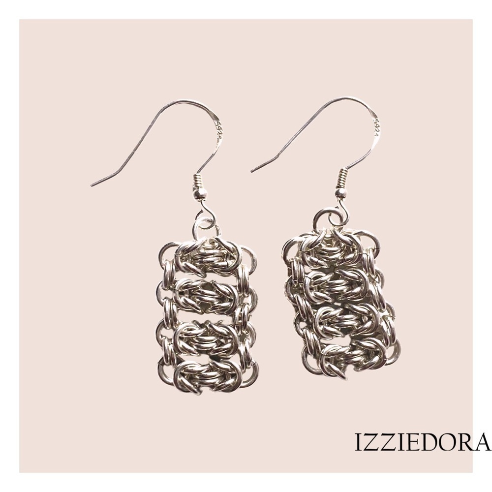 Sterling Silver Byzantine Chainmaille Dangle Earring